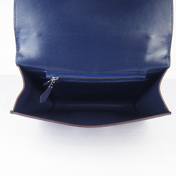 7A Hermes Oxhide Leather Message Bag Dark Blue H017 - Click Image to Close